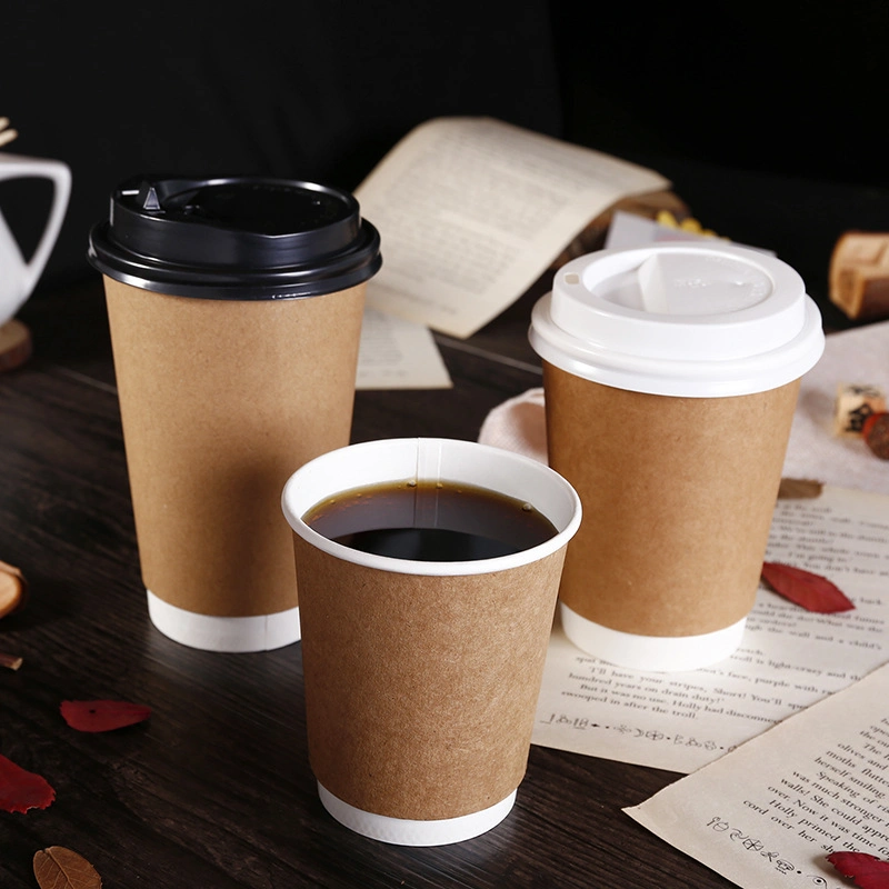 Hot Sales Custom Water Based Ink Plastic Free Wholesale Disposable Printed Kraft Paper Cup Coffee for Hot Drink