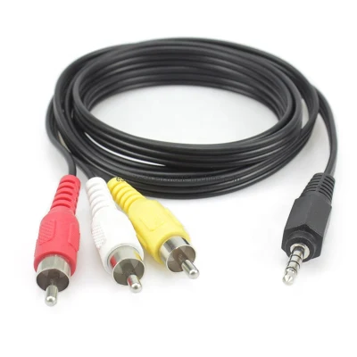 Niquelado de 3,5 mm para 2 adaptador RCA macho cabo de áudio auxiliar cabo Y para receptor estéreo alto-falante smartphone tablet HDTV MP3 player